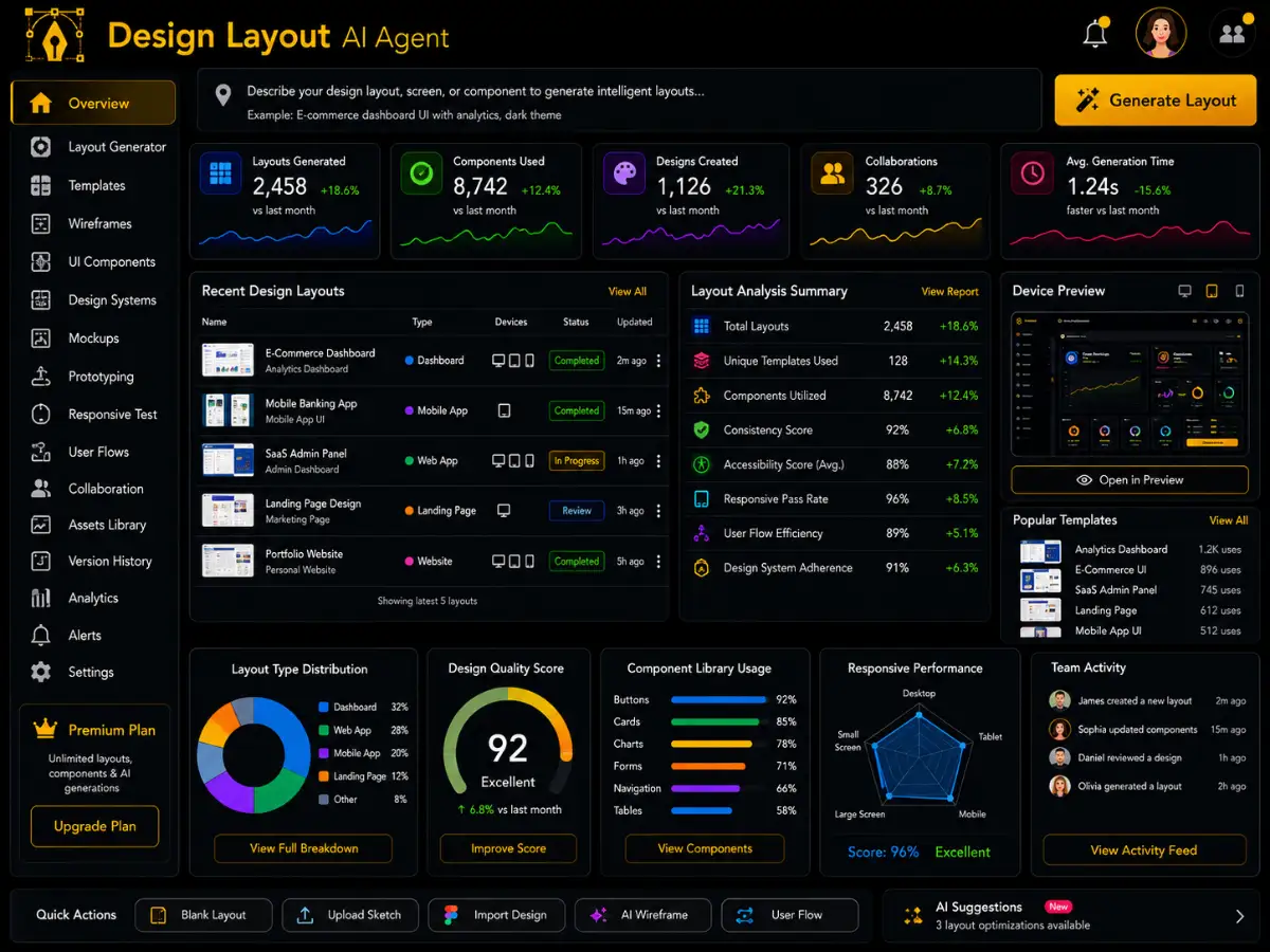 designlayout.app AI design layout generator app — layout dashboard preview